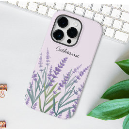 Paarse Lavendel Waterverf Bloemen Case-Mate iPhone 14 Pro Hoesje