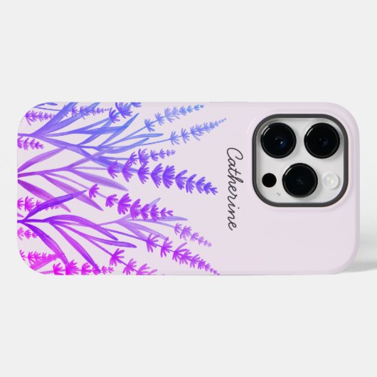 Paarse Lavendel Waterverf Bloemen Case-Mate iPhone Case (Achterkant (horizontaal))