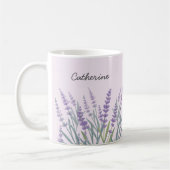 Paarse Lavendel Waterverf Bloemen Koffiemok (Links)