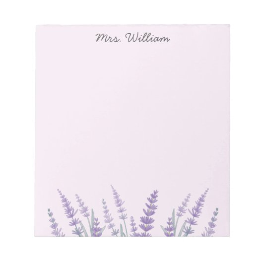 Paarse Lavendel Waterverf Bloemen Notitieblok (Voorkant)