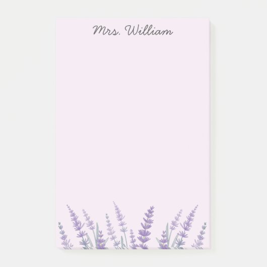 Paarse Lavendel Waterverf Bloemen Post-it® Notes (Voorkant)