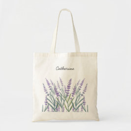 Paarse Lavendel Waterverf Bloemen Tote Bag