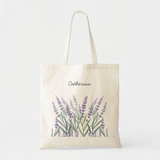 Paarse Lavendel Waterverf Bloemen Tote Bag (Voorkant)