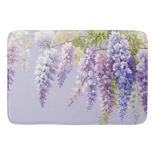 Paarse lavendel waterverf bloemenwisteria lila badmat (Voorkant)
