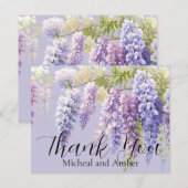 Paarse lavendel waterverf bloemenwisteria lila bedankkaart (Voorkant / Achterkant)