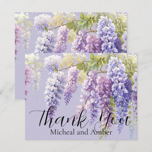 Paarse lavendel waterverf bloemenwisteria lila bedankkaart (Voorkant / Achterkant)