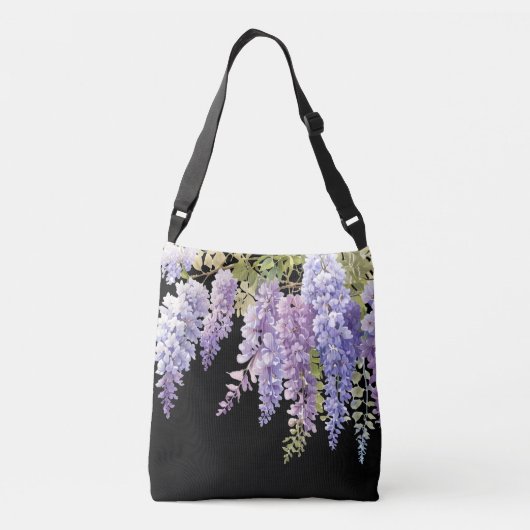 Paarse lavendel waterverf bloemenwisteria lila crossbody tas (Achterkant)