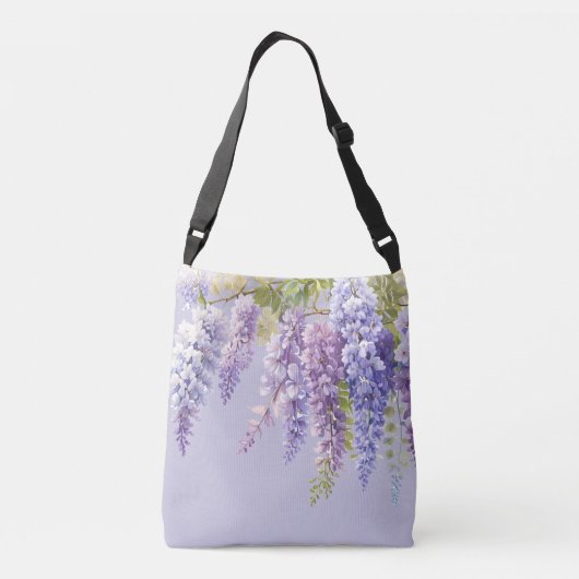 Paarse lavendel waterverf bloemenwisteria lila crossbody tas (Achterkant)