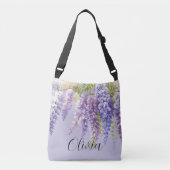 Paarse lavendel waterverf bloemenwisteria lila crossbody tas (Voorkant)
