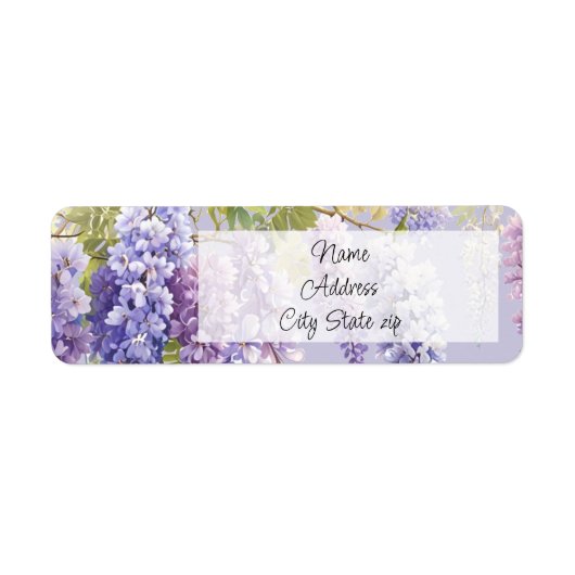 Paarse lavendel waterverf bloemenwisteria lila etiket (Voorkant)