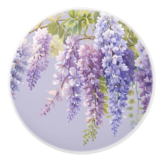 Paarse lavendel waterverf bloemenwisteria lila keramische knop (Voorkant)