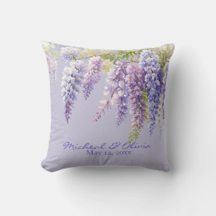 Paarse lavendel waterverf bloemenwisteria lila kussen