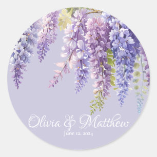 Paarse lavendel waterverf bloemenwisteria lila ronde sticker