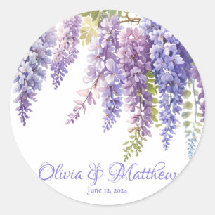 Paarse lavendel waterverf bloemenwisteria lila ronde sticker