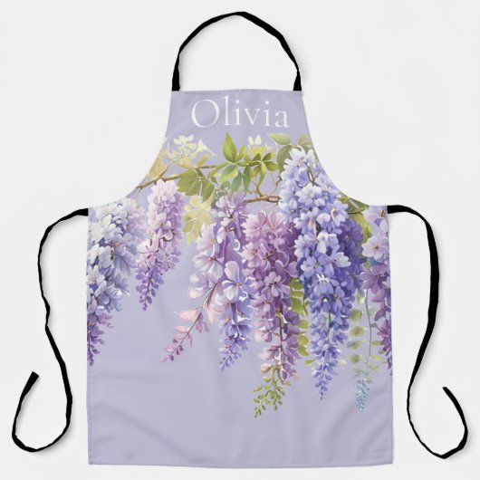 Paarse lavendel waterverf bloemenwisteria lila schort (Voorkant)