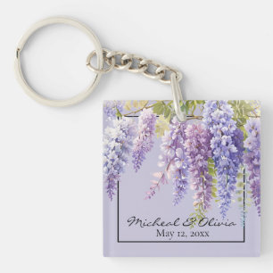 Paarse lavendel waterverf bloemenwisteria lila sleutelhanger