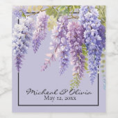 Paarse lavendel waterverf bloemenwisteria lila wijn etiket (Enkel label)
