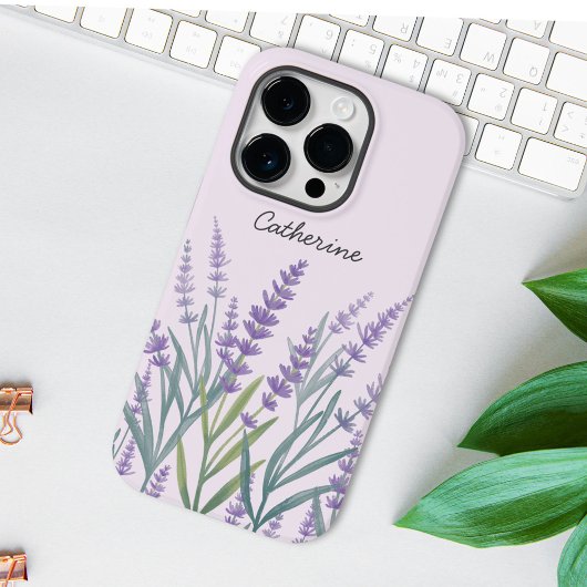 Paarse Lavendel Waterverf Bloemig Case-Mate iPhone Case