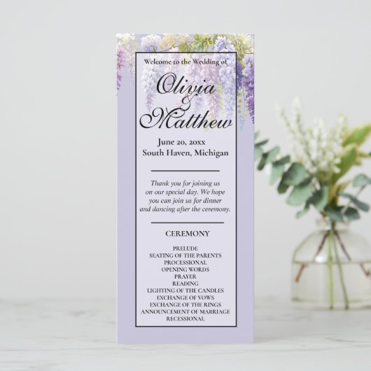 Paarse lavendel waterverf bloemisterij wisteria se (Staand voorkant)