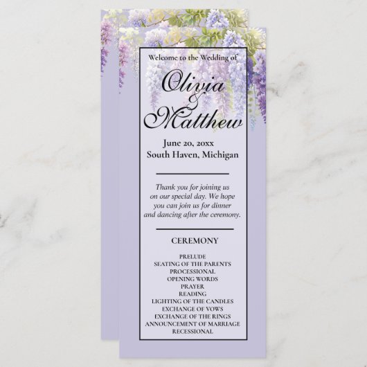 Paarse lavendel waterverf bloemisterij wisteria se (Voorkant / Achterkant)