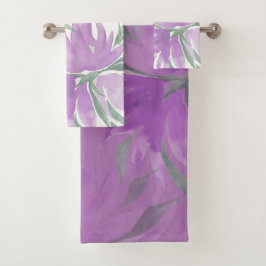 Paarse Lavendel Waterverf Elegante Bloemen Bad Handdoek