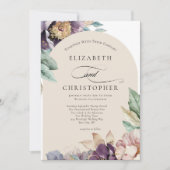 Paarse Lavendel Waterverf Floral Elegant Bruiloft Kaart (Voorkant)