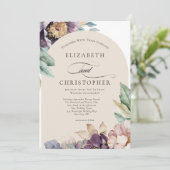 Paarse Lavendel Waterverf Floral Elegant Bruiloft Kaart (Staand voorkant)