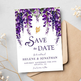 Paarse Lavendel Waterverf Floral Elegant Bruiloft Save The Date