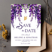 Paarse Lavendel Waterverf Floral Elegant Bruiloft Save The Date