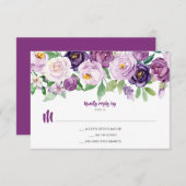 Paarse Lavendel Waterverf Floral RSVP (Voorkant / Achterkant)