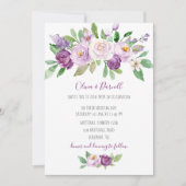 Paarse Lavendel Waterverf Floral Wedding Kaart (Voorkant)