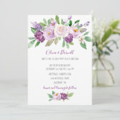 Paarse Lavendel Waterverf Floral Wedding Kaart (Staand voorkant)