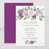 Paarse Lavendel Waterverf Floral Wedding Kaart (Voorkant / Achterkant)
