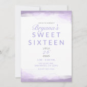 Paarse Lavendel Waterverf Modern Chic Sweet 16 Kaart (Voorkant)