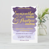 Paarse lavendel waterverf ombre bruiloft kaart (Staand voorkant)