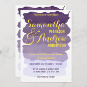 Paarse lavendel waterverf ombre bruiloft kaart (Voorkant / Achterkant)