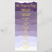 Paarse lavendel waterverf ombre huwelijksprogramma programmakaart (Achterkant)