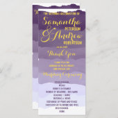 Paarse lavendel waterverf ombre huwelijksprogramma programmakaart (Voorkant / Achterkant)