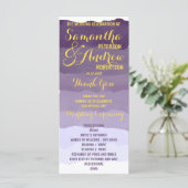 Paarse lavendel waterverf ombre huwelijksprogramma programmakaart (Staand voorkant)