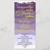 Paarse lavendel waterverf ombre huwelijksprogramma programmakaart (Voorkant)