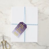 Paarse lavendel waterverf ombre streep Dank u Cadeaulabel (Met Touw)