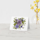 Paarse lavendel waterverf rozen - blanco binnen kaart (Gele Bloem)