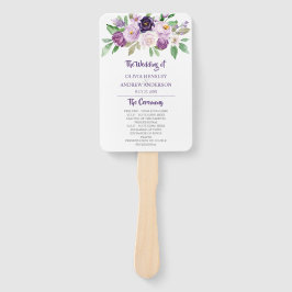 Paarse & Lavendel Waterverf Rozen Bruiloft Handwaaier