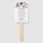 Paarse & Lavendel Waterverf Rozen Bruiloft Handwaaier (Achterkant)
