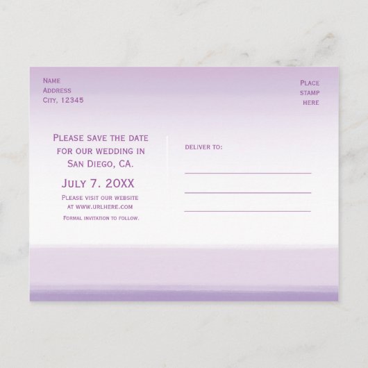 Paarse lavendel waterverf save the date ansichtkaa aankondigingskaart (Achterkant)