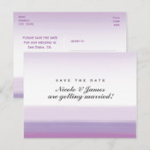 Paarse lavendel waterverf save the date briefkaart (Voorkant / Achterkant)