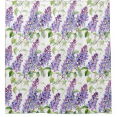 Paarse Lavendel Waterverf Style AI Bloemen Douchegordijn (Voorkant)