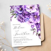 Paarse Lavendel Waterverf Tuin Elegant Huwelijk Kaart