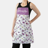 Paarse Lavendel Waterverf Wilde Bloem Aangepaste N Schort (Insitu)