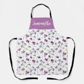 Paarse Lavendel Waterverf Wilde Bloem Aangepaste N Schort (Voorkant)